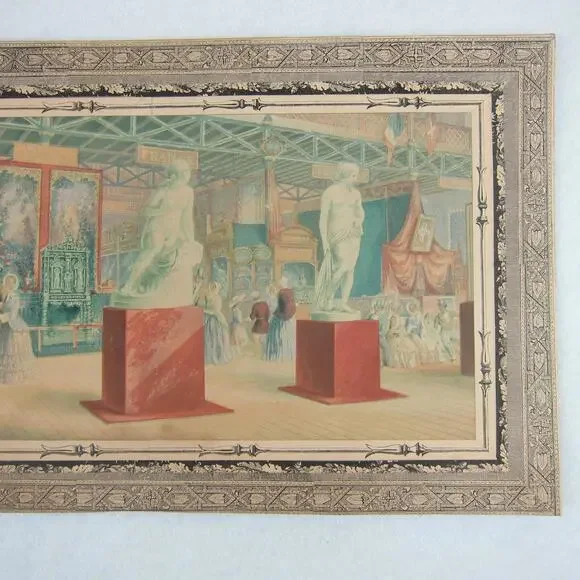 Antique George Baxter Print Great Exhibition 1851 Interior French Department